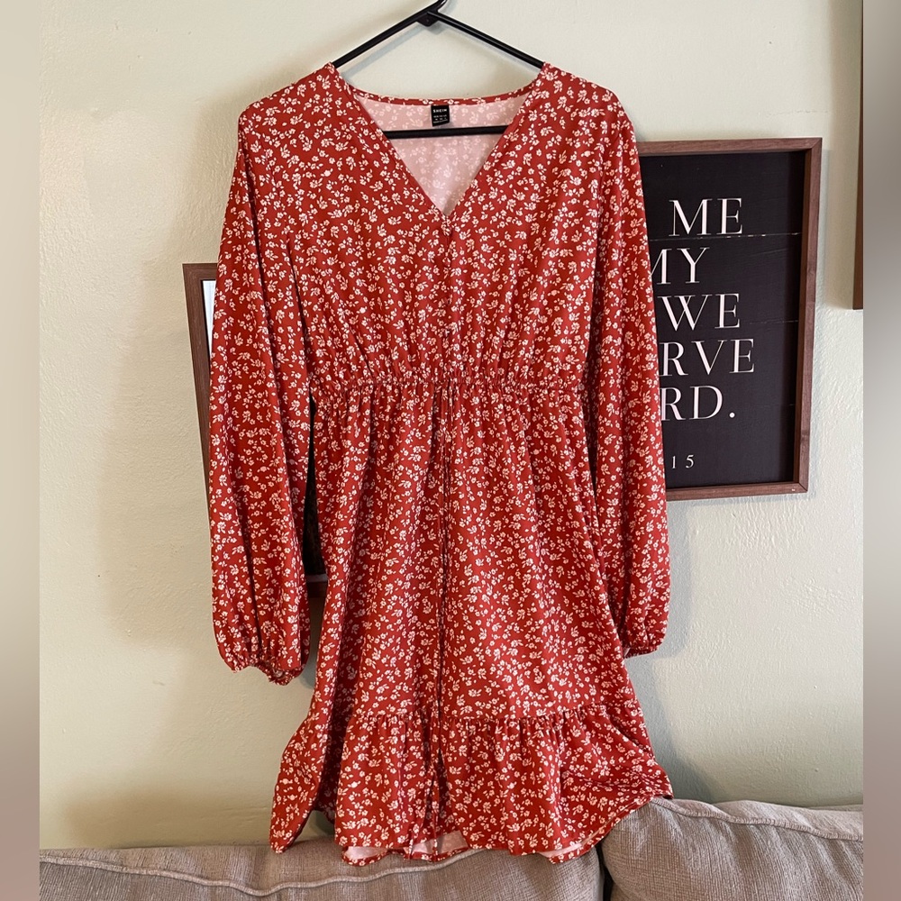 SHEIN Orange Floral Dress